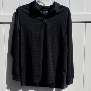 Walter Hagan Long Sleeve Men's Black Golf Polo Shirt Size L